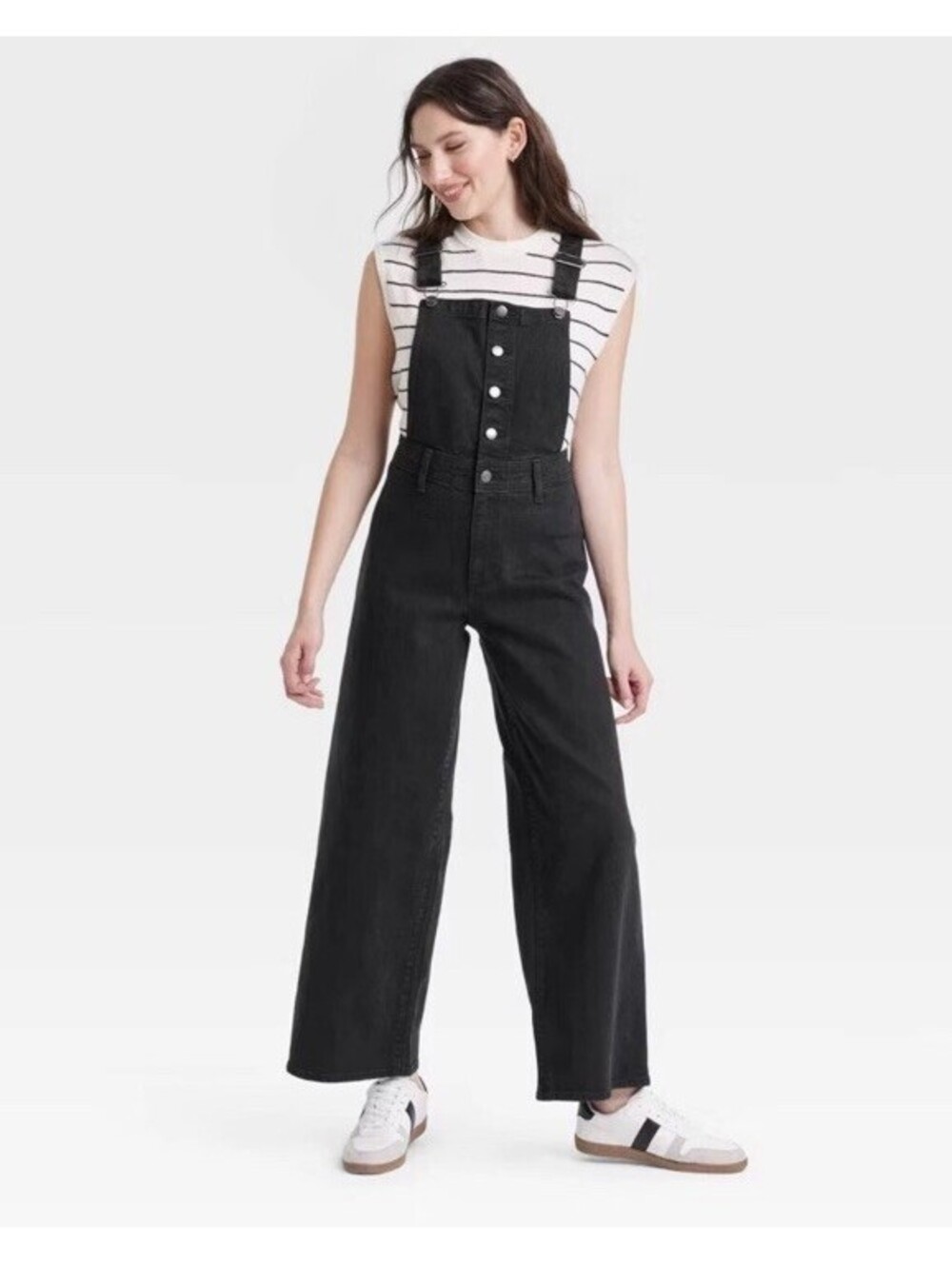 Universal Thread Women's Black Denim Sailor Overalls Black Size 8 Wide Leg